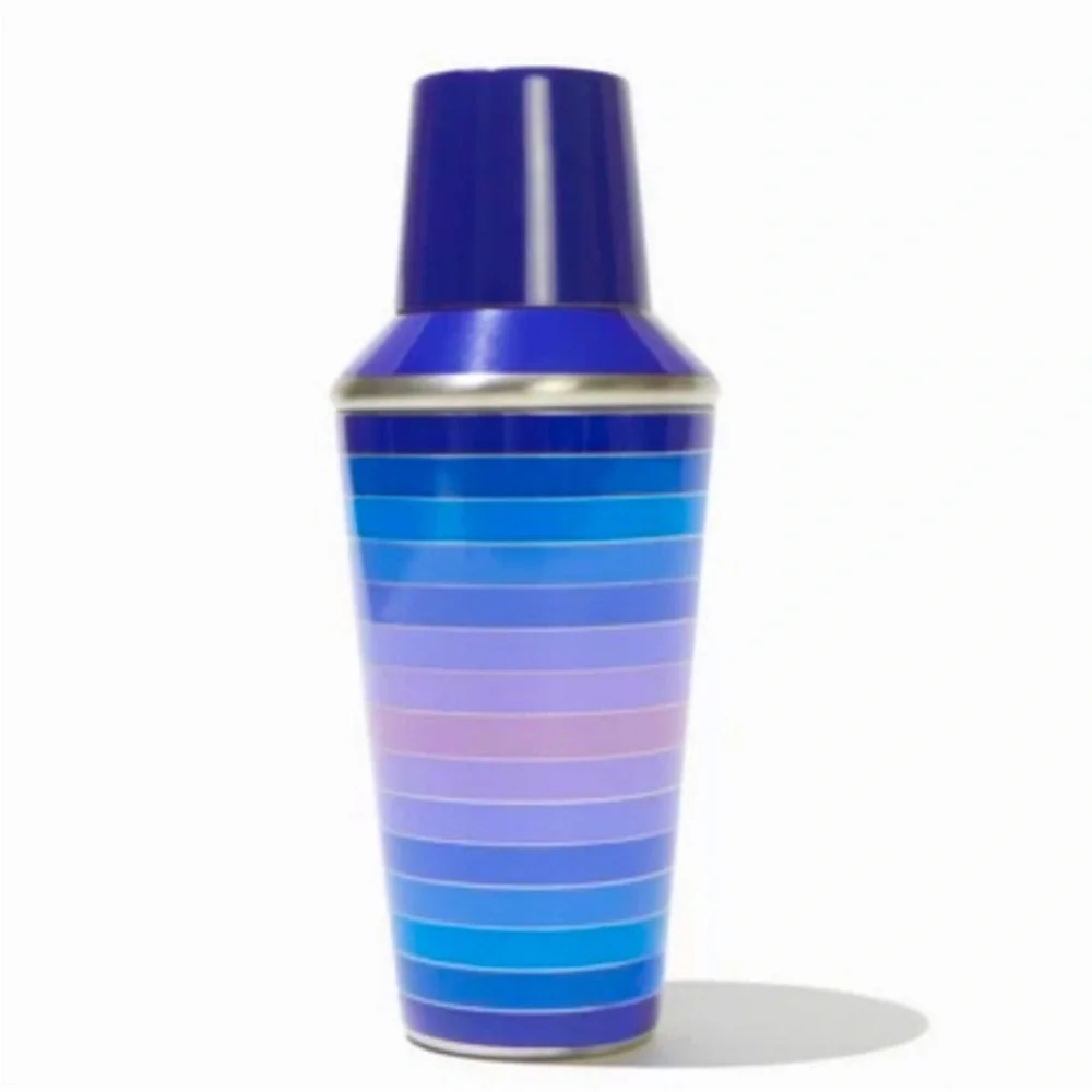 Jonathan Adler Scala Striped Cocktail Shaker Metal Bar Cart Drink Shaker NWT
